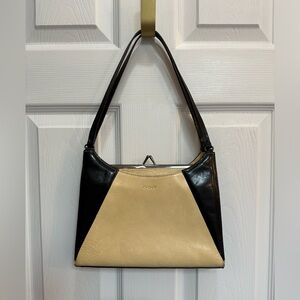 Cream and black DKNY shoulder leather bag